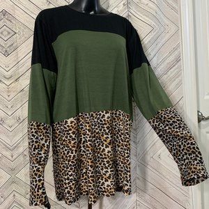 NWT sunshine & rodeos XL olive black animal print